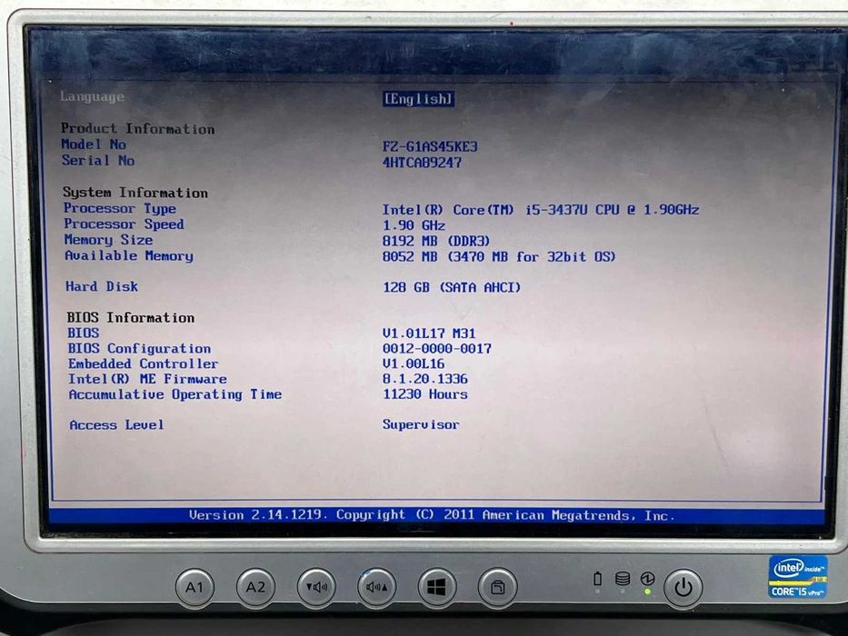 Tableta rugged Panasonic FZ-G1 i5-3437U 8GB RAM SSD 120GB