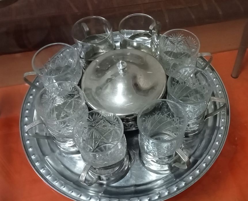 Милхёровый Чайный набор с подстаканниками.