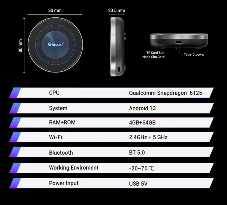 OTTOCAST Android 13 AI Box for BMW Wireless CarPlay BMW ID6 ID7 ID8