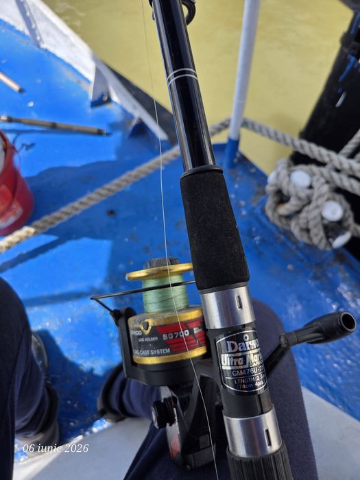 Lanseta carbon telescopica Daiwa + mulineta, ieftin