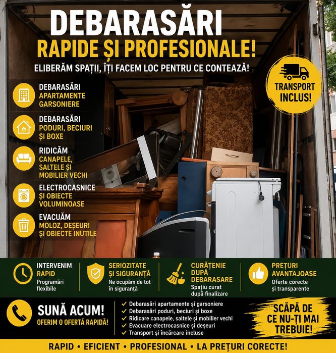 Oferim servici de debarasare mobila oriunde in bucuresti