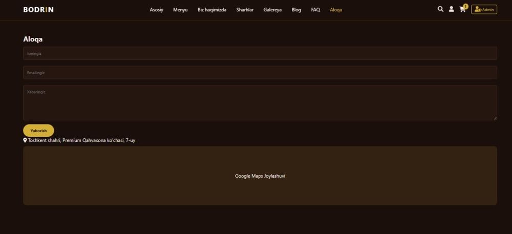 Tayyor Coffee Shop (Qahvaxona) veb-sayti sotiladi | Admin Panel | Resp