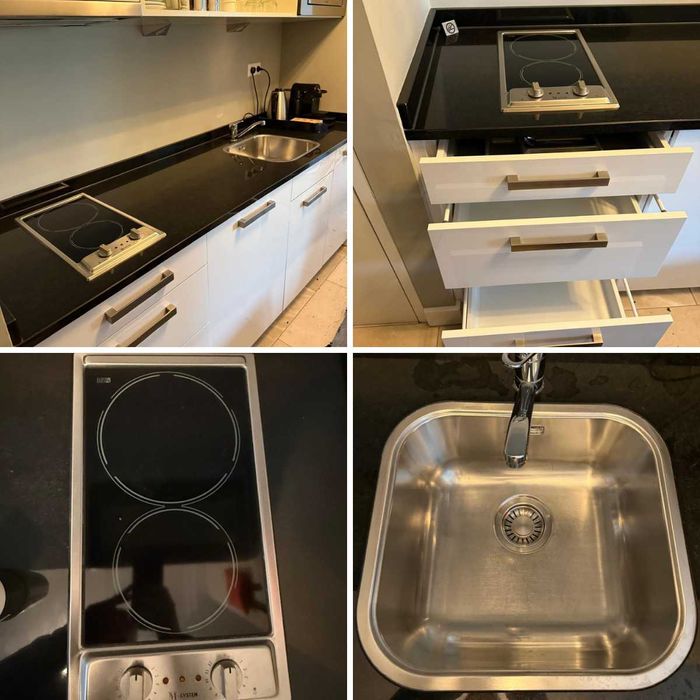 Mobilier bucatarie completa alb/negru