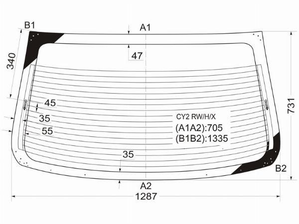 Стекло заднее с обогревом  Mitsubishi Lancer