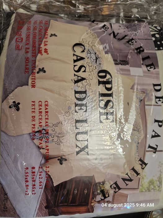 Lenjerie pat 220 x 240 doua persoane, 6 piese