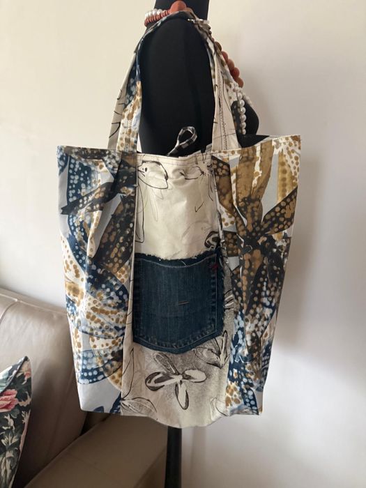 Деним чанта две лица шопър хенд мейд