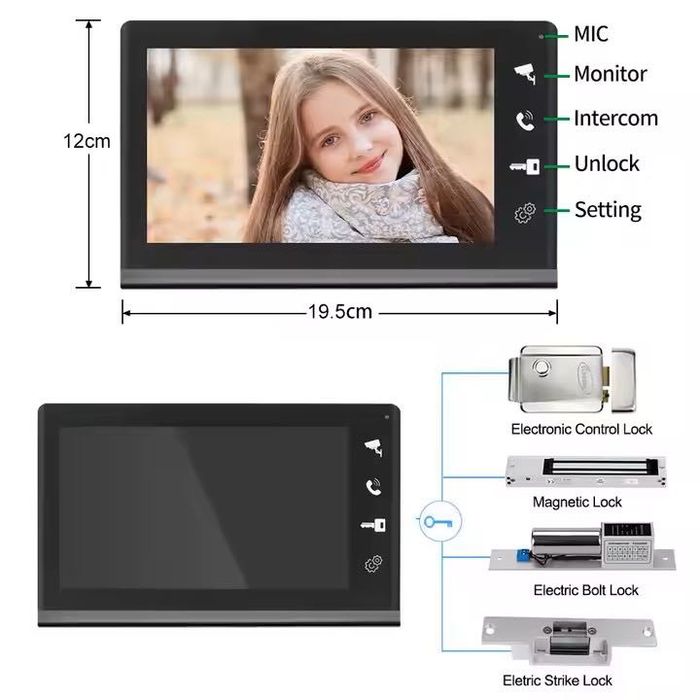 Sistem Video Doorphone 7 Inch Full HD 1080P – Pentru Apartamente si Vile, Camera Waterproof cu Night Vision