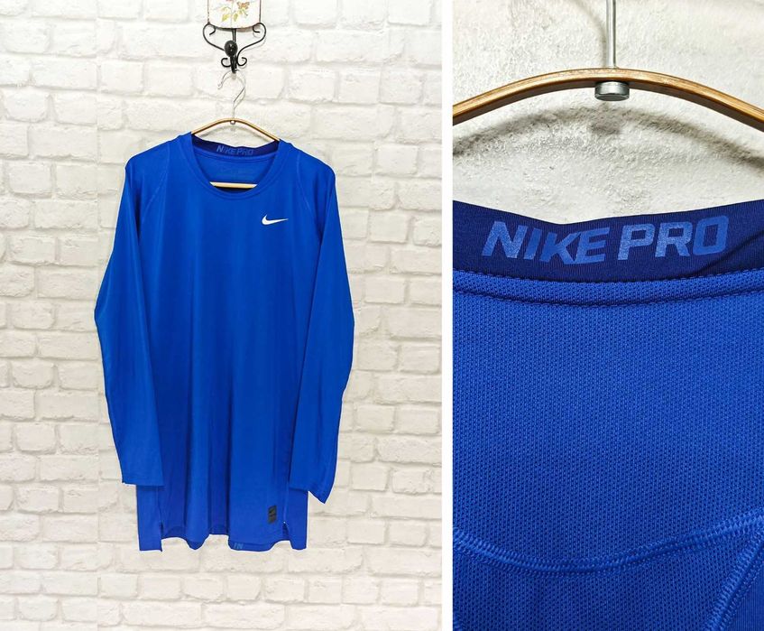 NIKE Pro Оригинална мъжка синя спортна фланелка размер XXL / 2XL