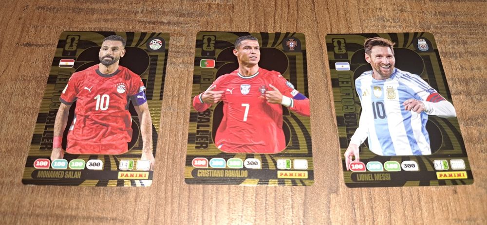 Panini FIFA World Cup 2026 – Golden Ballers (Messi / Ronaldo / Salah)
