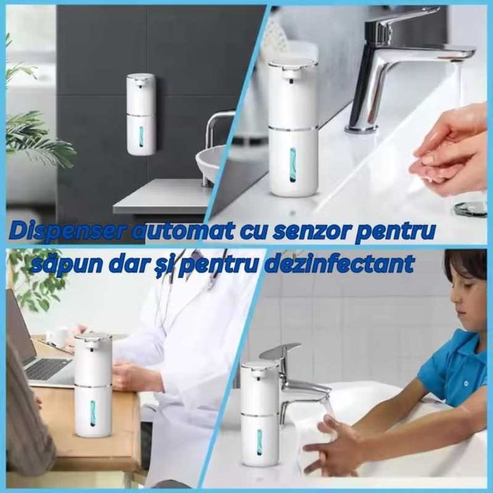 Dozator Automat Sapun, 4 Niveluri, LED, Senzor Miscare, USB-C, 380ml