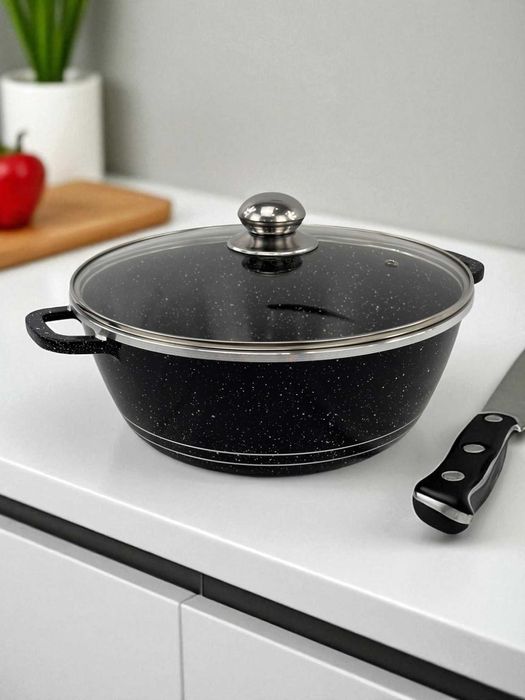 Набор кухонной посуды, антипригарные казаны со стеклянной крышкой