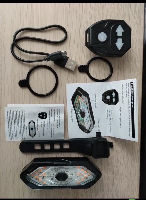 Задна светлина за велосипед с мигач, USB зареждаща се, супер ярка LED