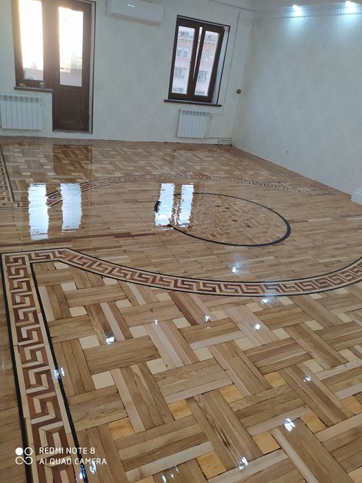 Шлифовка пол пареет лакеровка