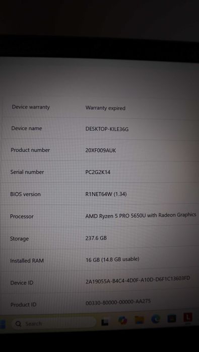 Lenovo ThinkPad T14s 2 Gen / AMD Ryzen 5650U/ SSD 256GB/16GB
