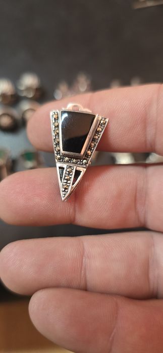 Cercei din argint cu onix