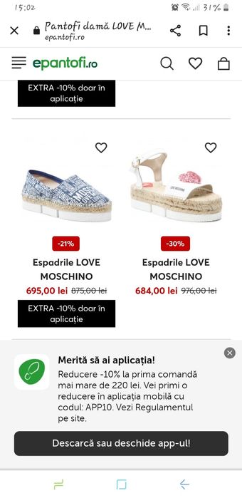 Espadrile Love MOSCHINO Dama Nr 36 Noi