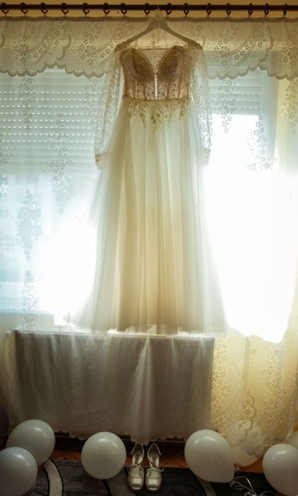 Rochie de mireasa simpla - model frunze - A-line/prințesă (preț negoci