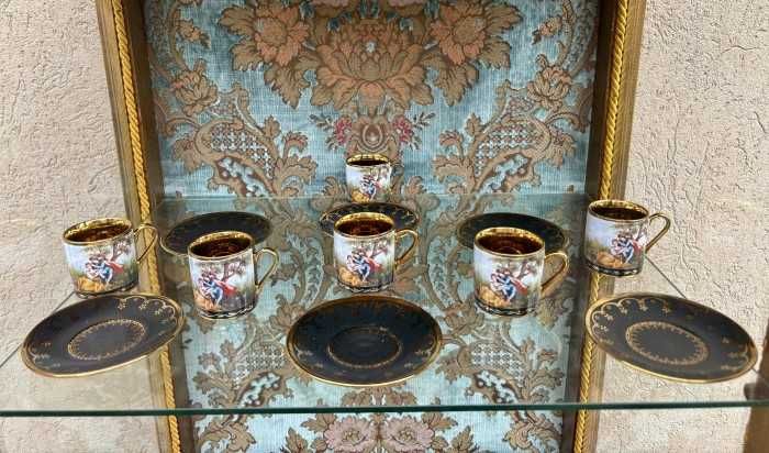 Superb serviciu pt cafea-scene galante-decoruri aur-Belgia