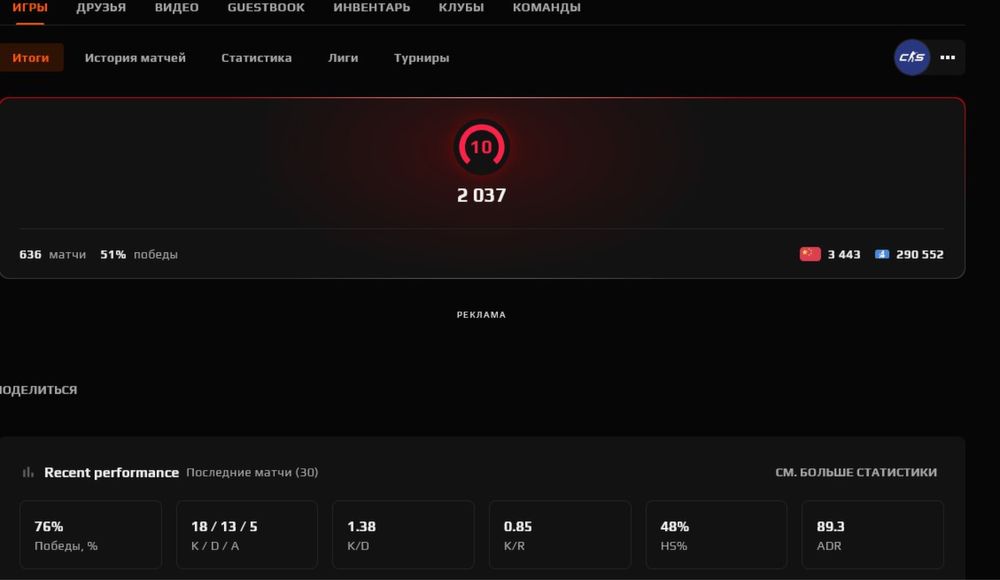 Аккаунт steam+faceit 10лвл