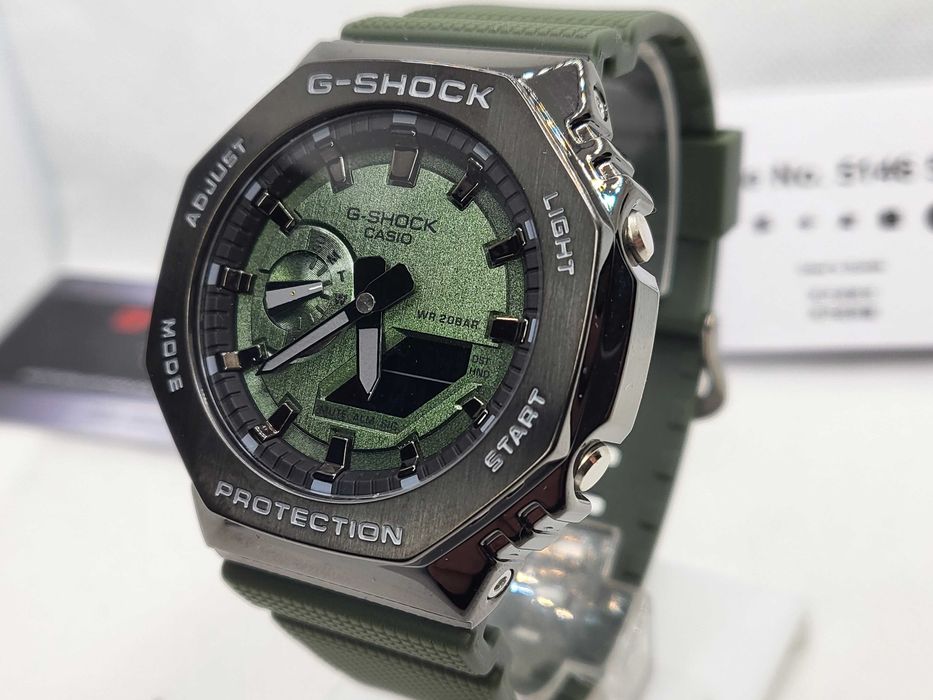 Ceas Casio G shock GM 2100b 3aer, Metal Army Green .Nou, Garantie 2ani