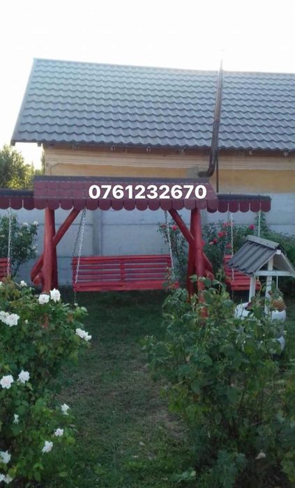 Leagane, mese, fântâni, mobilier rustic