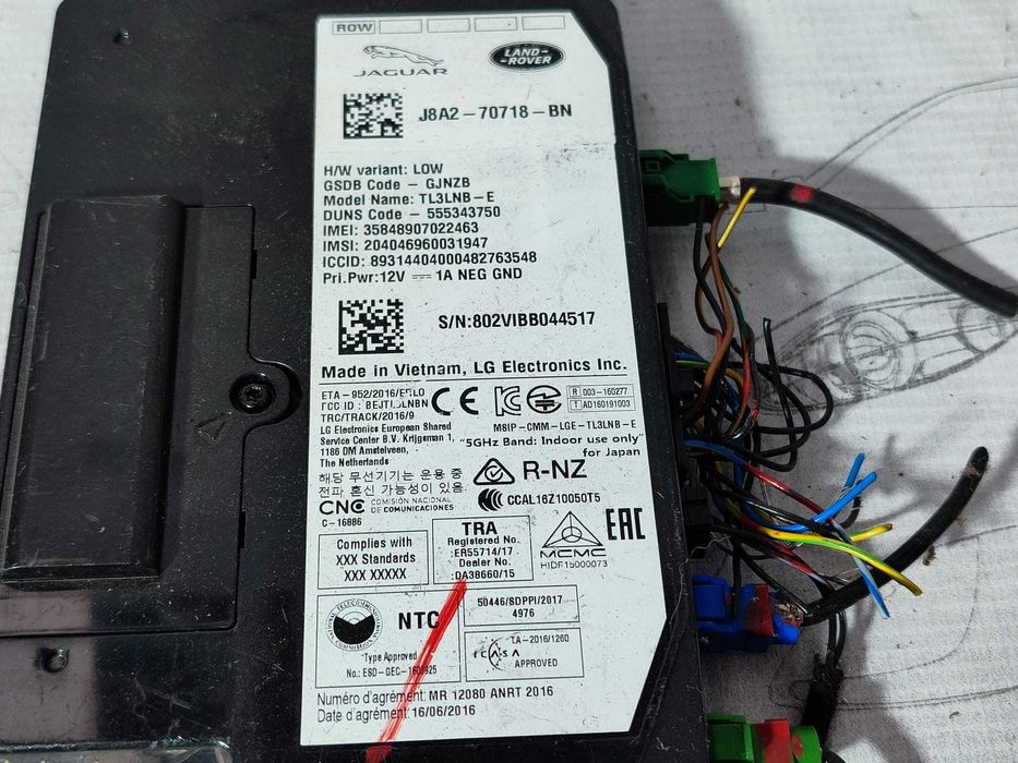 Modul telematică / Calculator TCU Jaguar F-Pace COD: J8A2-70718-BN 2018 / [2016+] / (5D3)