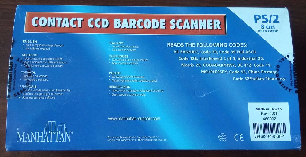 Баркод скенер CCD Barcode Scanner Manhattan Taiwan