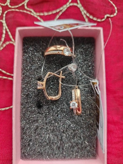 Комплект, серьги и кольцо