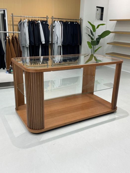 Стол стеклянный из МДф в шпоне