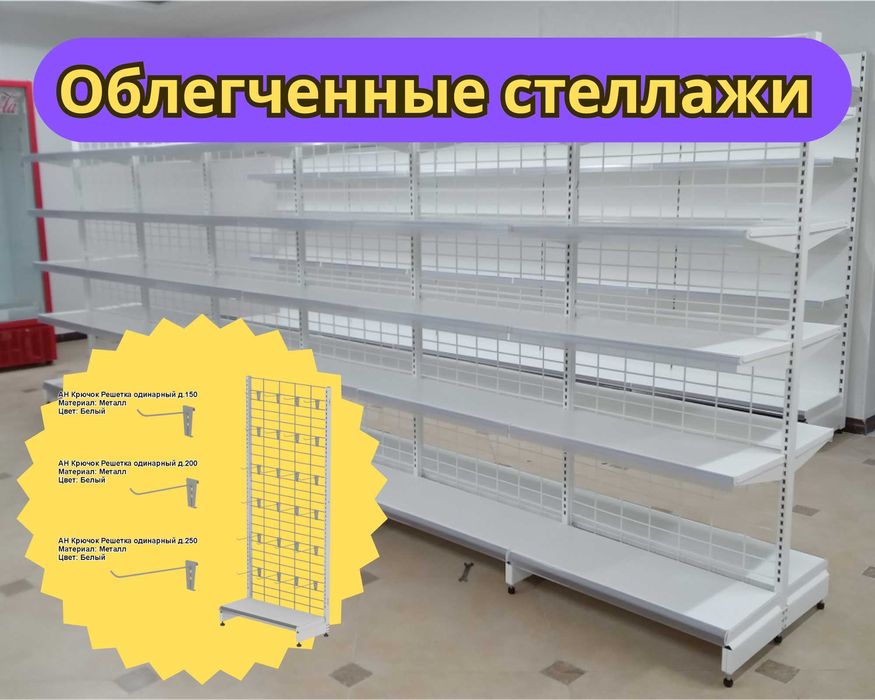 Металлический стеллаж сборный, торговые стеллажи, железная мебель tats