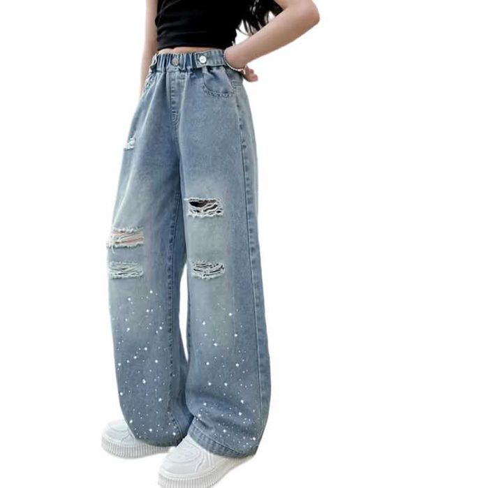 Pantaloni denim fete, 160 cm