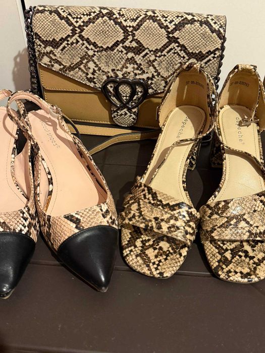 Дамска чанта змийски принт и др