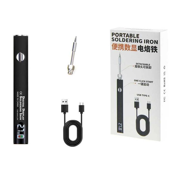 Преносим цифров поялник, регулиране на температурата, USB-C зареждане