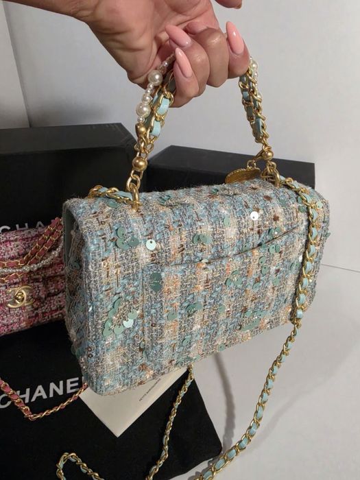 Дамска чантa Chanel Tweed Pearl Crush Flap Bag