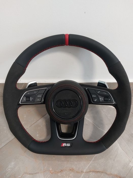 Volan sport Audi RS NOU - Alcantara, Padele, Incalzire, Cusaturi rosii