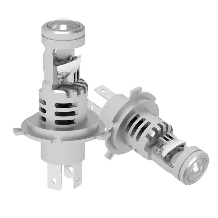 Комплект 2 LED крушки с лупа и вентилатор V8T, Plug and Play, H7, H4, 9005-HB3, 9000 Lm, 12V, 2 x 40W, 6500К, CSP LED чип