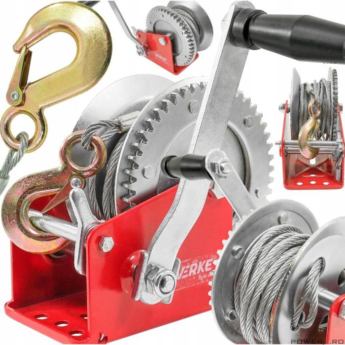 Troliu manual, vinci, 816 Kg, lungime calbu 10m, grosime cablu 4.8 mm,