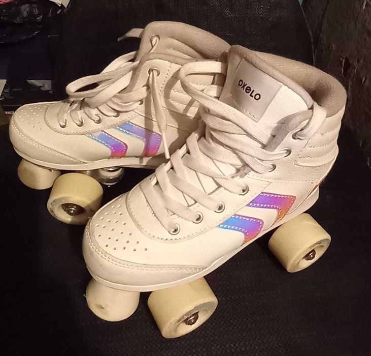 Ролкови кънки за деца Quad 100 цвят бял в отлично състояние- номер/размер 34