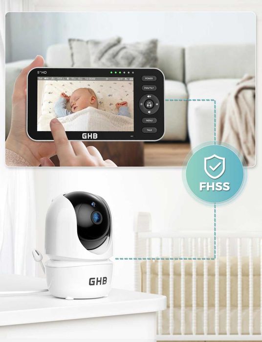 Видео бебефон GHB SM50B – 5" HD Екран, 350° Ротация и 4000mAh Батерия