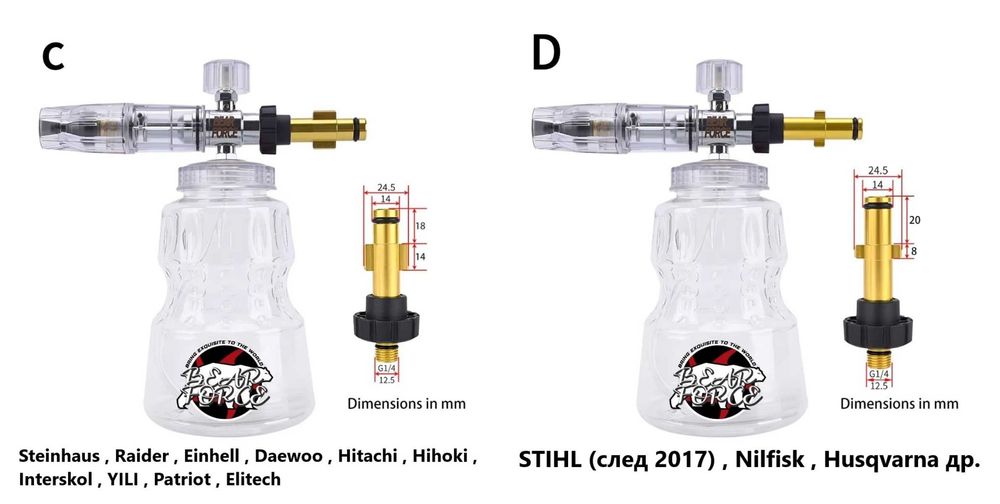 Пянообразувател BearForce - Karcher,Bosch,Lavor,Parkside,Nilfisk и др.