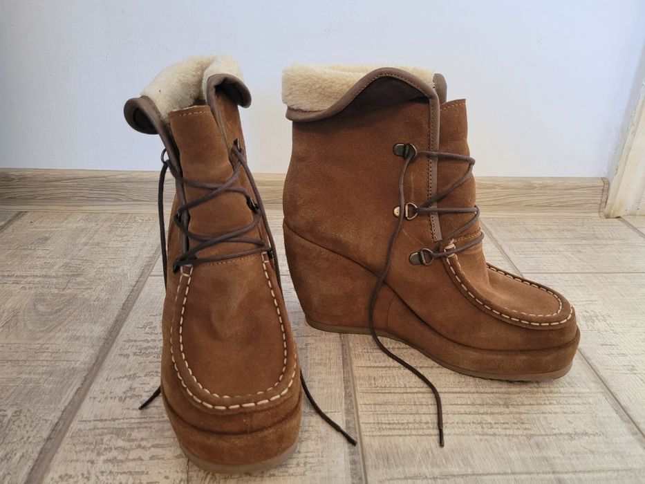 Botine platforma piele intoarsa 38