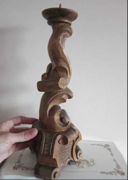 cadou rar Consola 1950 & Sfesnic sculpturi Black Forest lemn Germania