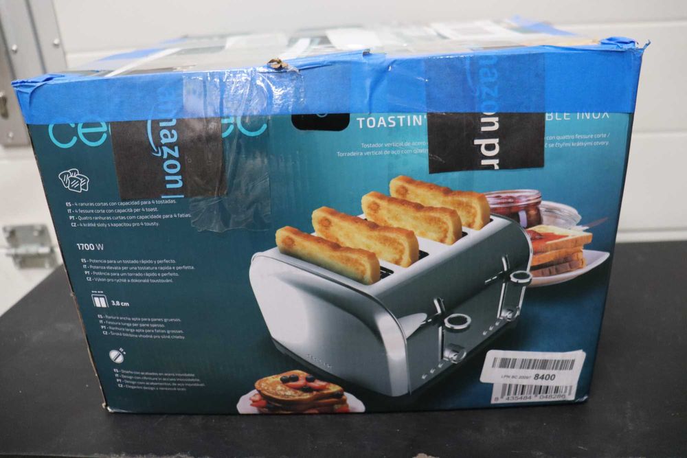 Вертикален тостер Cecotec Double Inox 1700W 2 секции, 4 филии