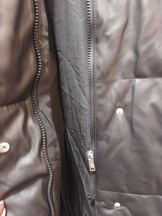 Дамско дълго кожено зимно яке