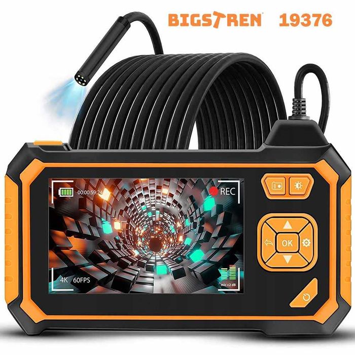 Камера ендоскоп BIGSTREN, 5 м, Full HD LCD дисплей 4.3", 1700 mAh