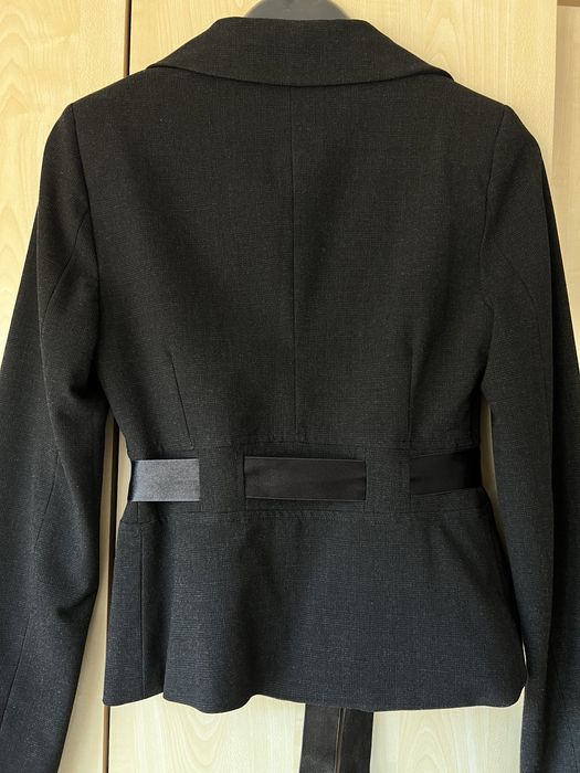 Графитено-сиво сако с панделка, размер S