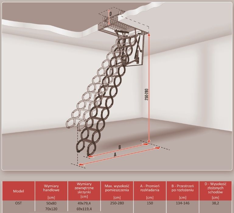 Чердачная лестница ost340 раскладная люк складная на чердак мансарду