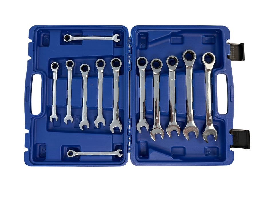 Комплект комбинирани ключове с тресчотка 8-19 мм, 12 бр. gebo tools