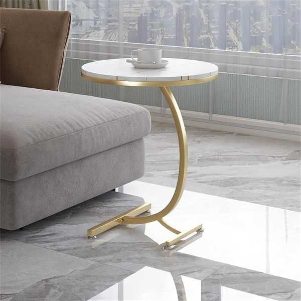 Masa / Masuta rotunda pentru cafea, efect marmura