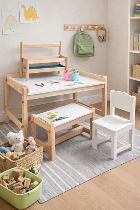 Mobilier Camera Copilului tip Ikea; Masuta scaun bancuta suport carti